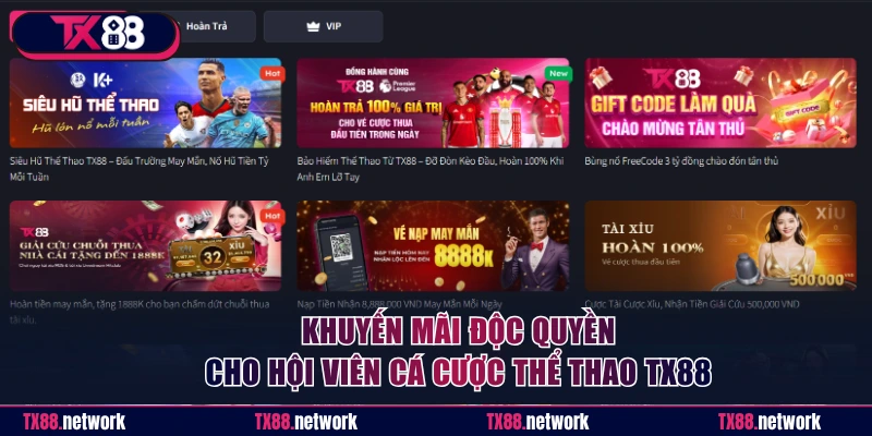 Khuyến mãi độc quyền cho hội viên cá cược thể thao TX88