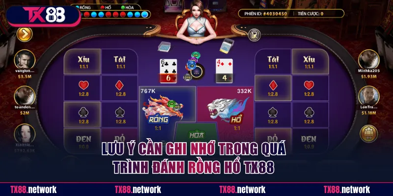 Lưu ý cần ghi nhớ trong quá trình đánh Rồng Hổ TX88