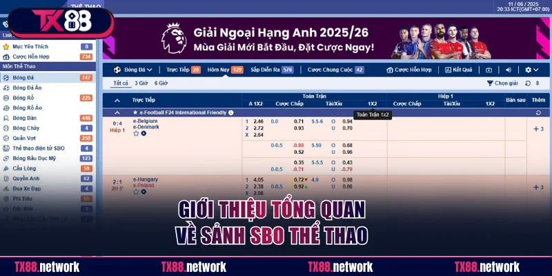 Tổng quan về sảnh SBO Thể Thao